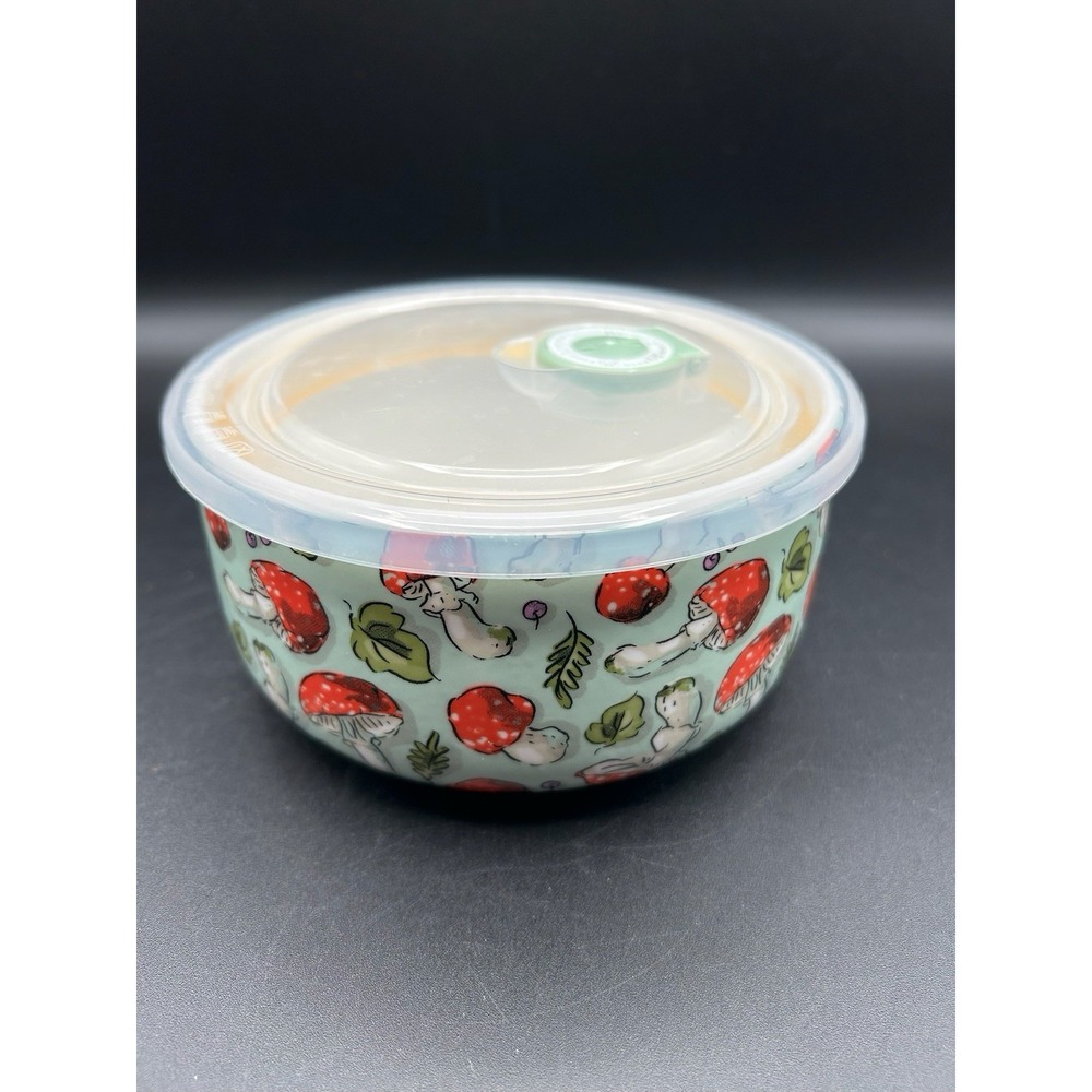 La Cucina Mushroom Ceramic Vented Bowl Cottagecore Soup Leftover Food Storage